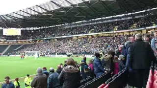 MK Dons - Brighton Hove Albion away fans celebrate