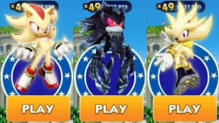 Sonic Dash - Super Shadow vs Mephiles the Dark vs Super Silver All Characters Unlocked All Bosses