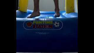 Big jump on bouncy castle inflatable gonflable barefoot teen part 1 pop?