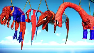 Spiderman I-Rex Vs Spiderman Giganotosaurus Vs Spiderman T-Rex , All Spiderman Dinosaurs Fight JWE 2