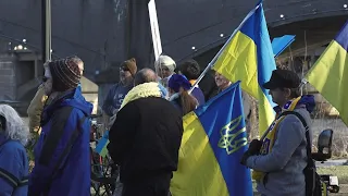 Nearly 100 people rally in downtown Grand Rapids for peace in Ukraine