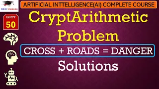 L50: CryptArithmetic Problem in Artificial Intelligence | CROSS + ROADS = DANGER Solution