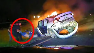 19-Year-Old Driver Pulled From Burning Car by Cops