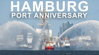 PARADE of the 835th HAMBURG PORT ANNIVERSARY with numerous traditional ships | 4K