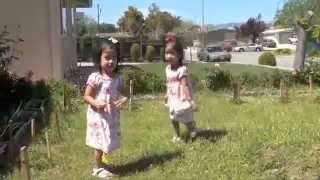 Formerly conjoined twins Angelina and Angelica Sabuco at home, Packard Children's Hospital