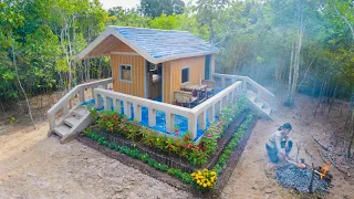 Girl Build The Most Beautiful Jungle Villa for Living, Girl Solo Living Off Grid