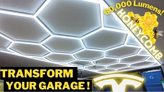 The Best Garage Lighting! ⚡️ LED Hexagonal Grid Honeycomb Lights | Tesla Garage Setup Install