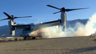 Real-life Transformer Aircraft: V-22 Hybrid Helicopter/Airplane Starting-up