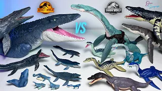 MOSASAURUS VS ELASMOSAURUS & Marine Reptiles! Jurassic World Dinosaurs Collection Battle