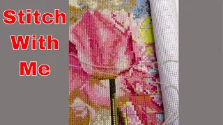 BiggestCraft Stitch With Me.  Tulips Cross stitch Kit Wip and Chat