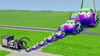 Big & Small Pixar Cars VS Venom the Tank Engine Train - BeamNG.drive