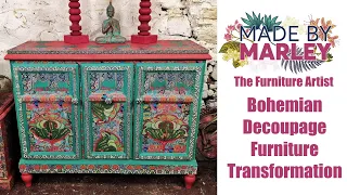 Bohemian Decoupage Furniture Transformation