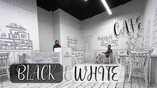 making progress of black and white 2D cafe |optical illusion theme park