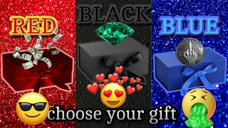 CHOOSE YOUR GIFT 🎁 Red, Black or Blue ♥️🖤💙 Are you a lucky person or not? 🤔