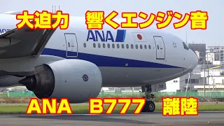 大迫力　響くエンジン音　ANA　ボーイング777　タキシング～離陸