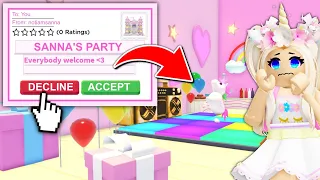 I Threw My FIRST EVER PARTY An NO ONE CAME In Adopt Me! (Roblox)