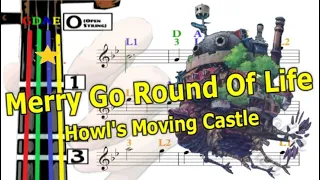 Merry Go Round of Life | Howl's Moving Castle | Violin TUTORIAL | 人生のメリーゴーランド | 哈爾移動城堡 [Level 3]