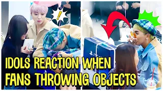 Kpop Idols Reaction When Fans Throwing Objects On Stage (BTS, Blackpink, Seventeen...)