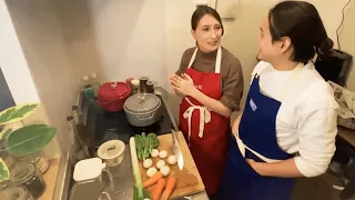 Cooking dinner from spring vegetables directly from Japanese Farmers