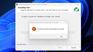 Mingw : The file has been downloaded incorrectly! | problem solved in 1 min !