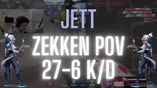 SEN Zekken POV Jett on Breeze 27-6 K/D (VALORANT Pro POV)