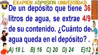 Examen Villareal Admisión Universidad UNFV Fracciones Solucionario