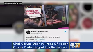 Vegans Protest Restaurant, So Chef Carves Deer In Front Of Them