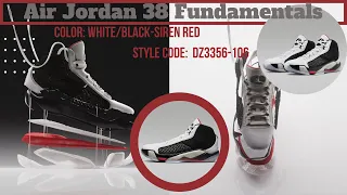 Air Jordan 38 Fundamentals - Clear Sole White/Black-Siren Red DZ3356-106