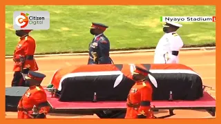 President Kibaki’s body arrives at Nyayo Stadium for state funeral