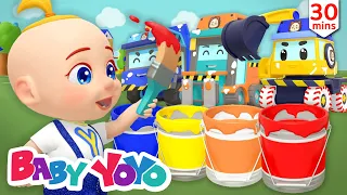 The Painting Car Color | Cartoons for Kids | Construction Vehicles | Nursery rhymes | Baby yoyo