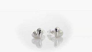 Small Love Heart Puffed Stud Earrings Shinny 925 Sterling Silver 8MM