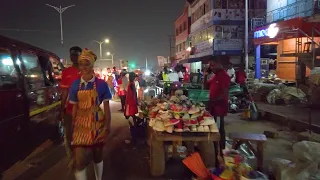 4K NIGHTLIFE STREET MARKET OF ASHAIMAN ACCRA GHANA AFRICAN WALK VIDEOS