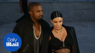 Kim and Kanye pose in all-black at Givenchy Spring 2016 show - Daily Mail