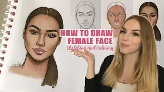 HOW TO DRAW FEMALE FACE: Sketching and Coloring