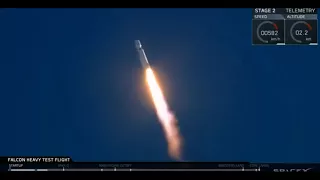 Старт ракеты носителя SpaceX Falcon Heavy