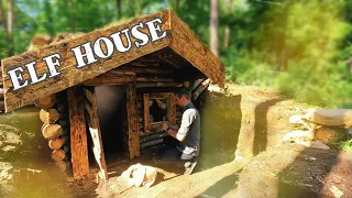 HUT of my DREAMS: building an ELF HOUSE in a fairy forest. SHAVERMA on fire PART 4