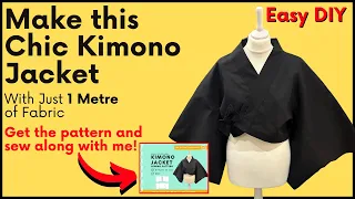 DIY Kimono Jacket from 1 Meter of Fabric! Easy Sewing Tutorial for Beginners (Mid-Century Style)