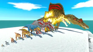 Spinosaurus Evolution And Battle With Team Aquatics + Animals | Animal Revolt Battle Simulator