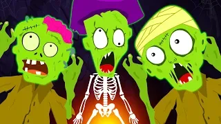 Five Funny Zombies Jumping On The Grave | Zombie Family - Funny Halloween Songs For Children