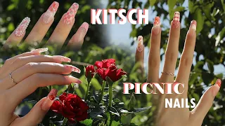 KITSCH picnic nails/ Encapsulated Strawberry Milkshake/ Self Nail ASMR