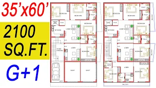 G+1 House Plan | 35x60 House Plans East Facing | 2100 Square Feet House Plans | 35 by 60 ka Naksha