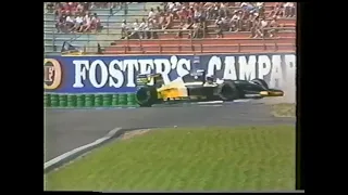 1992 F1 German GP-Saturday free practice - Alex Zanardi spin & bounce over kerb