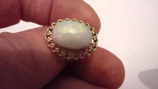 Vintage 8 Carat Gold & Natural Multicolour Opal Ring. Size. P/Q