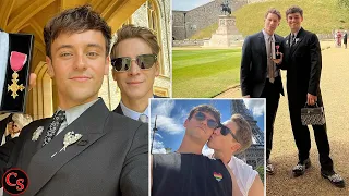 Tom Daley Receives OBE,  and He Poses With Husband Dustin Lance Black at Windsor Castle