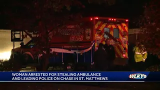 Woman in stolen ambulance leads police on chase in St. Matthews