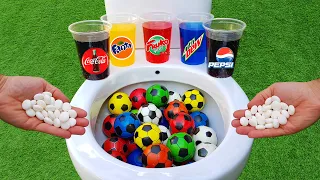 Football VS Coca Cola, Pepsi Max, Fanta, Mtn Dew, Fruko and Mentos in the toilet