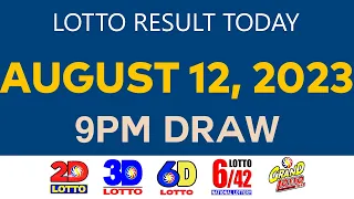 Lotto Result Today AUGUST 12 2023 9PM Ez2 Swertres 2D 3D 6D 6/42 6/55 PCSO