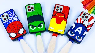 Making Ice Cream mixed phone Superheroes Hulk, Spider Man with clay 🧟 Polymer Clay Tutorial