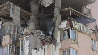 Video Shows Damage to Apartment Building Near Kyiv