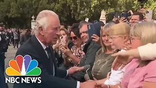 King Charles III Greets Crowds Gathered At Buckingham Palace